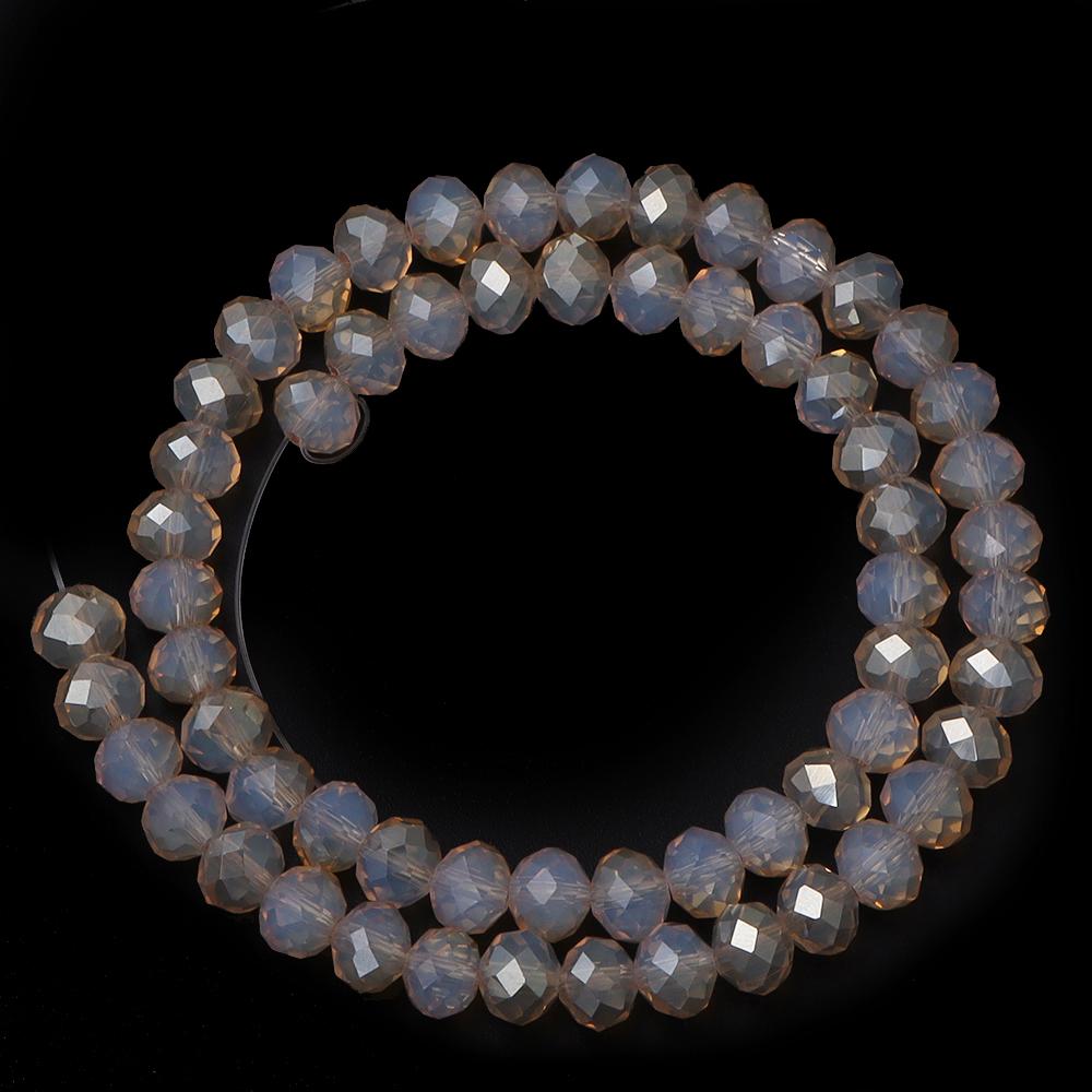 Perline di Cristallo Sfaccettate da 4 6 8mm Vetro Bianco Semi Ambra Perline Distanziatrici Sfuse Per la Realizzazione di Gioielli Braccialetti Fai-da-te Accessori per Collane