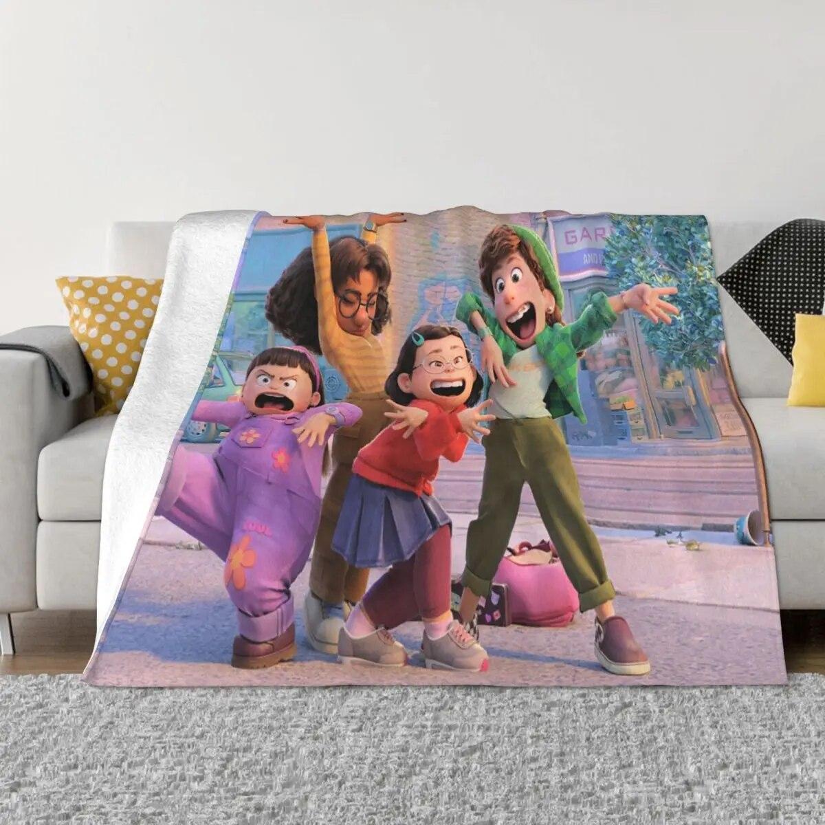 

Turning Red Cute Cartoon Panda Blankets Flannel Spring Autumn Portable Soft Throw Blankets for Bedding Travel Bedspread