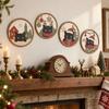 Living Room Decor Christmas Black Cat Wall Decor, Layered Wooden Hanging Sign, Round 2D Art Flat Decoration for Bedroom And Hall Porch Holiday
