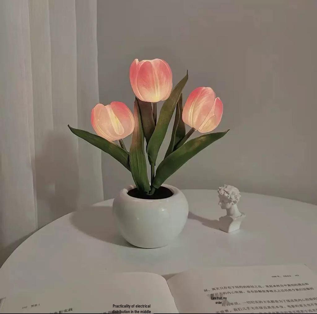 Elegant Tulip Night Light: High-End Decorative Bedside Lamp for Bedroom Ambiance