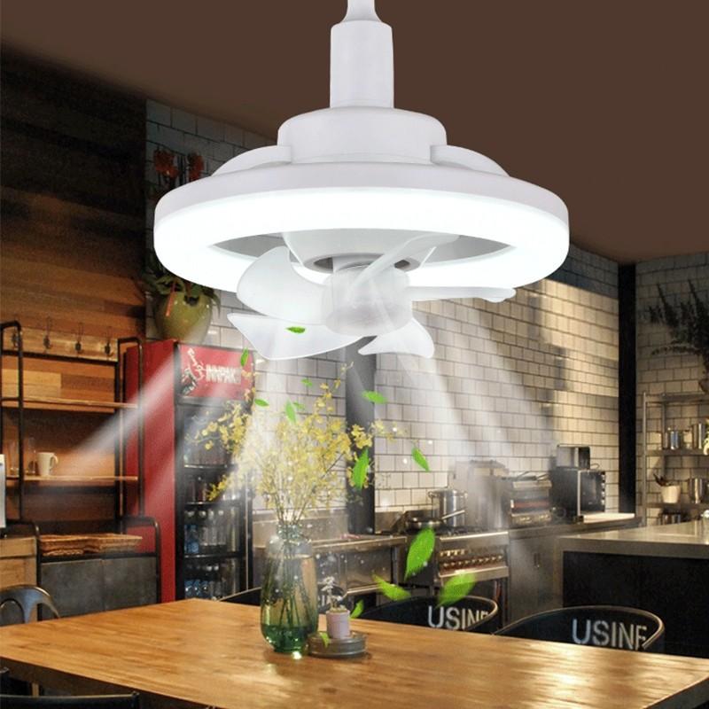 360° Moving Head Screw Fan Light Kitchen Smart Remote Control Exhaust Fan E27 Electric Ceiling Fan With Light