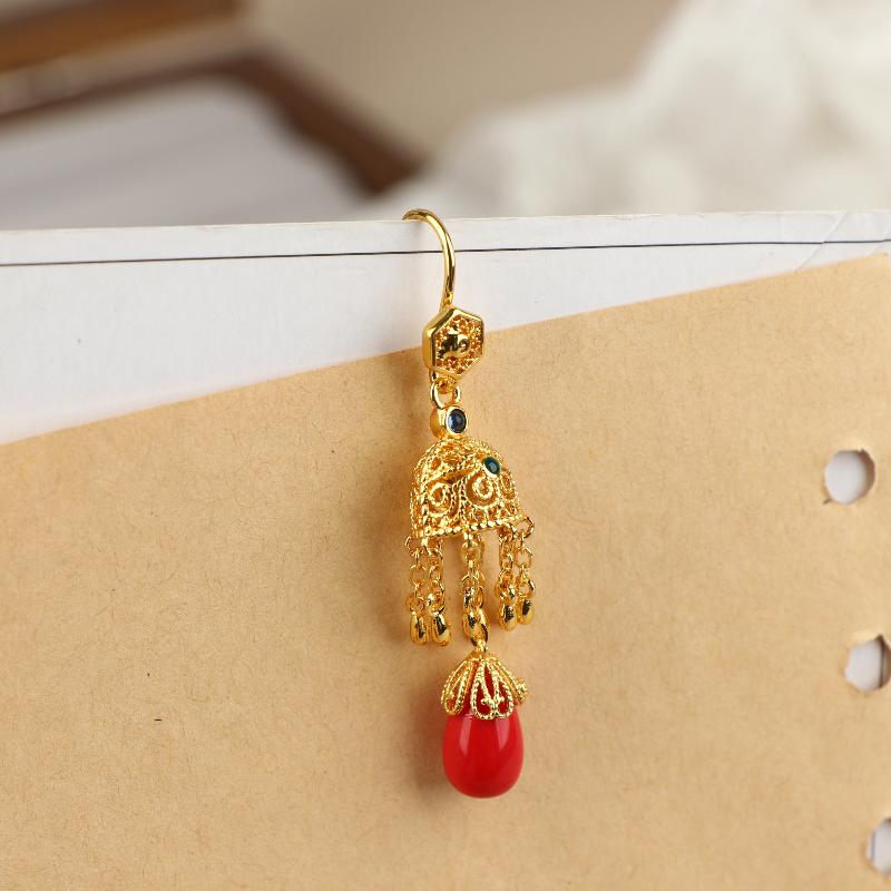 

Винтажные серьги с аметистом и изумрудом, каплевидные, с имитацией драгоценных камней, серьги-подвески, пусеты для женщин, Высококачественные ювелирные изделия, Подарок 1pc