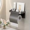 Gray Toilet Paper Holder with shelf Aluminum Black Tissue Paper Holder Milk Cream Paper Roll Holder With Phone Storage Shelf