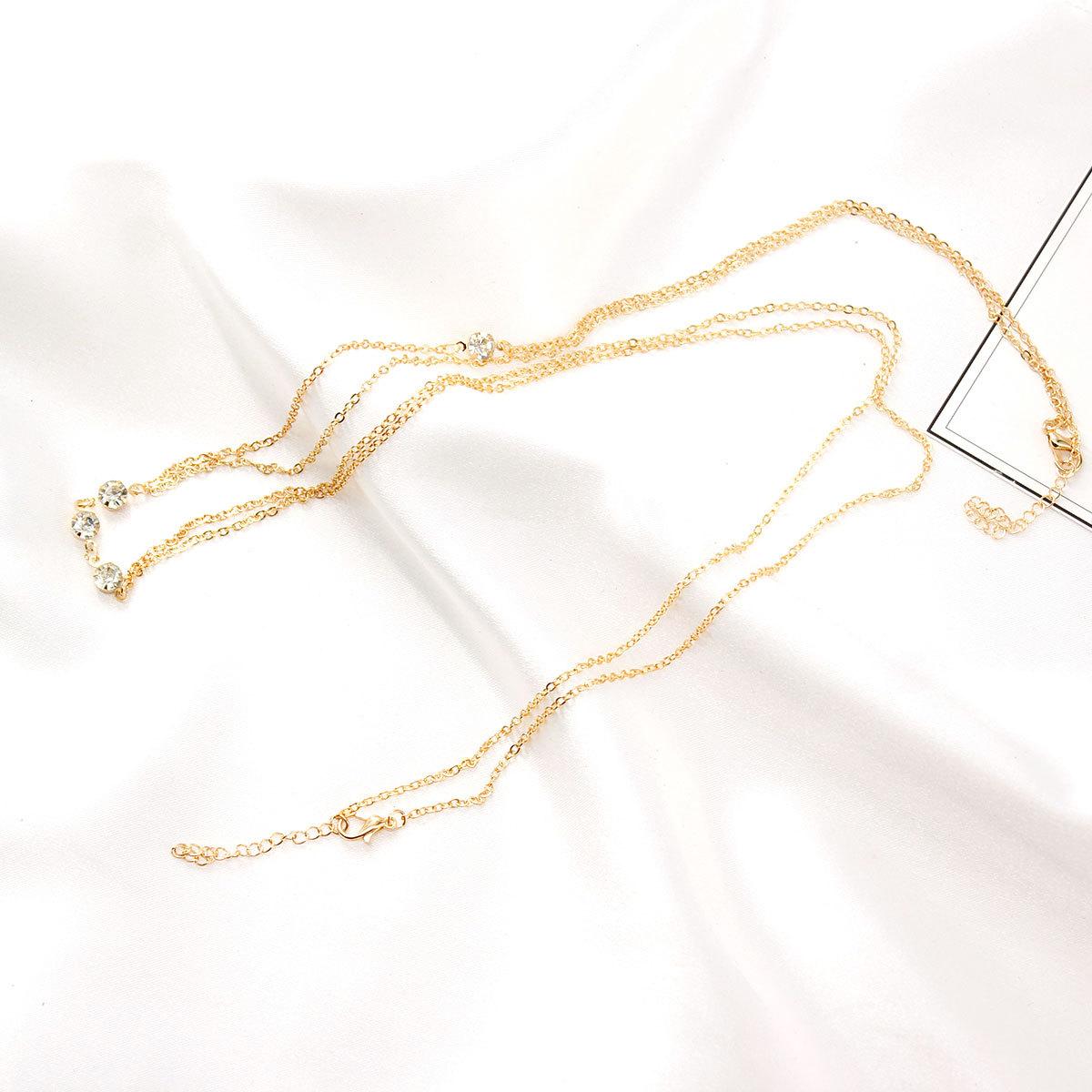 

Europe and the United States hot-selling jewelry summer clothes accessories fashion street shot crystal necklace body chain срібний
