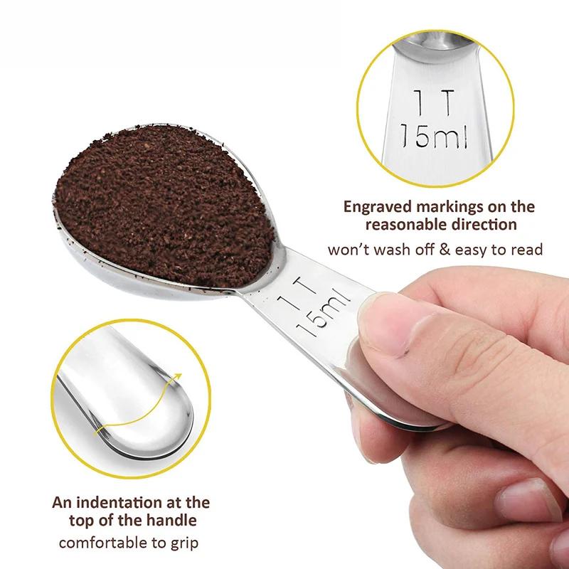 Coffee Scoop Measuring Spoon Short Handle Stainless Steel Kitchen Measuring Spoons Sugar Powder Tablespoon Coffee Accessories