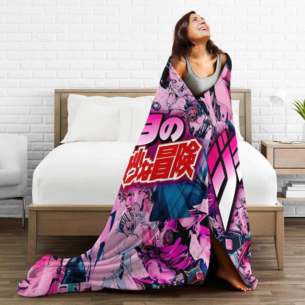 JoJos Bizarre Adventure japan Anime  Merch Blanket Warm Cozy Fluffy  Throw Blankets for Couch Multi-size Throws And Blankets