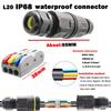 Waterproof Connectors CTRICALVER 3 Pin Push-in Terminal, L20 Direct Through, IP68, For Cable Diameter