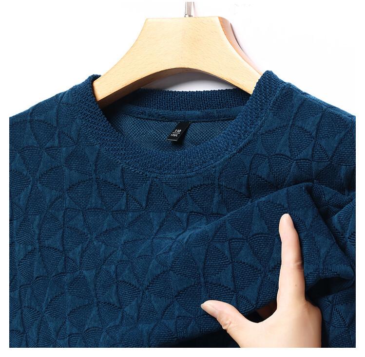 Men's Casual Round Neck Knit Sweater - Long Sleeve, Solid Color, Spring/Autumn Pullover Hoodie