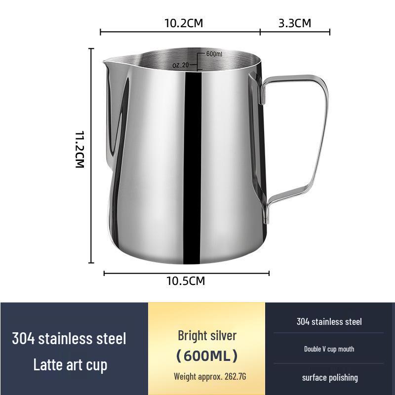Stainless Steel 304 Milk Frothing Pitcher with Scale - Coffee Latte Art Cup and Milk Frother Jug