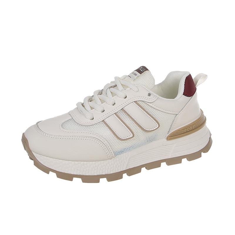 Leather Mesh Breathable Thin Sneakers Children's Summer New Thick-soled Lightweight Casual Waffle Forrest Gump Shoes