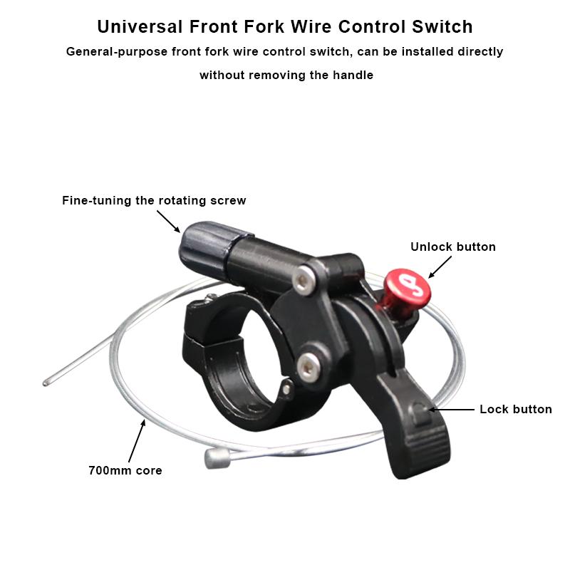 Comutator cu pârghie de comandă de la distanță pentru furcă de bicicletă, cu cablu, Buton de blocare din aliaj de aluminiu