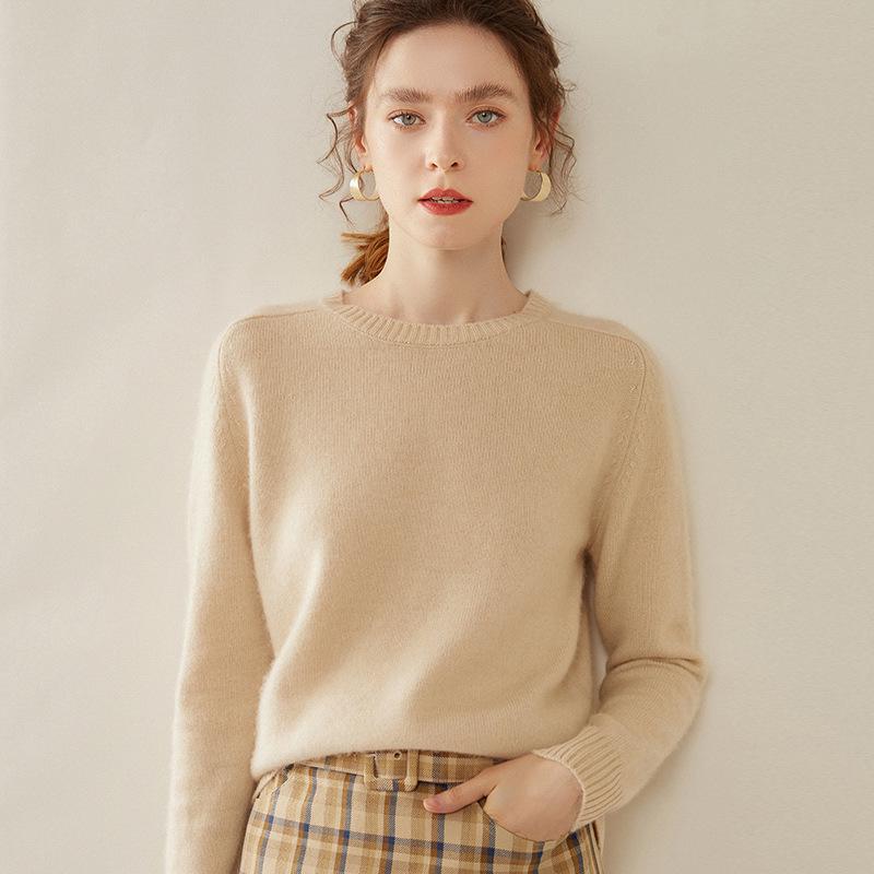 2024 Autumn/Winter Women's Cashmere Round Neck Saddle Shoulder Sweater - Versatile, Thick, Loose Knit Base Layer, Relaxed Fit.