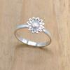 Anillo de plata de ley 925 con girasol, joyería hecha a mano para mujer