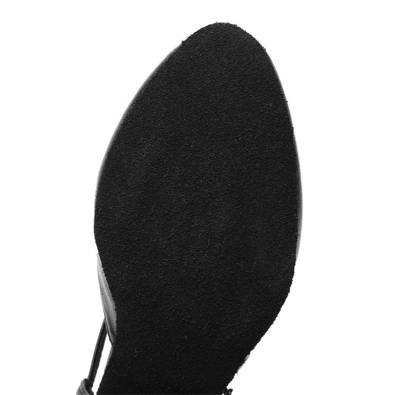 Dámské podpatky 6 cm Černá kožená obuv s uzavřenou špičkou na moderní společenský tanec Tango
