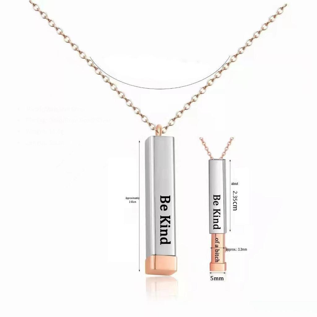 Stainless Steel 3D Bar Pendant Clavicle Chain