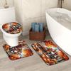 Pumpkin Shower Curtain Set - Includes Shower Curtain & Bath Mat, Non-Slip Rug And U-Shaped Toilet Lid Cover For Bathroom Decor