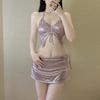 2024 Iridescent Pink Mermaid Bikini Skirt - Sexy Y2K Swimsuit for Women, Perfect for Hot Spring Vacations