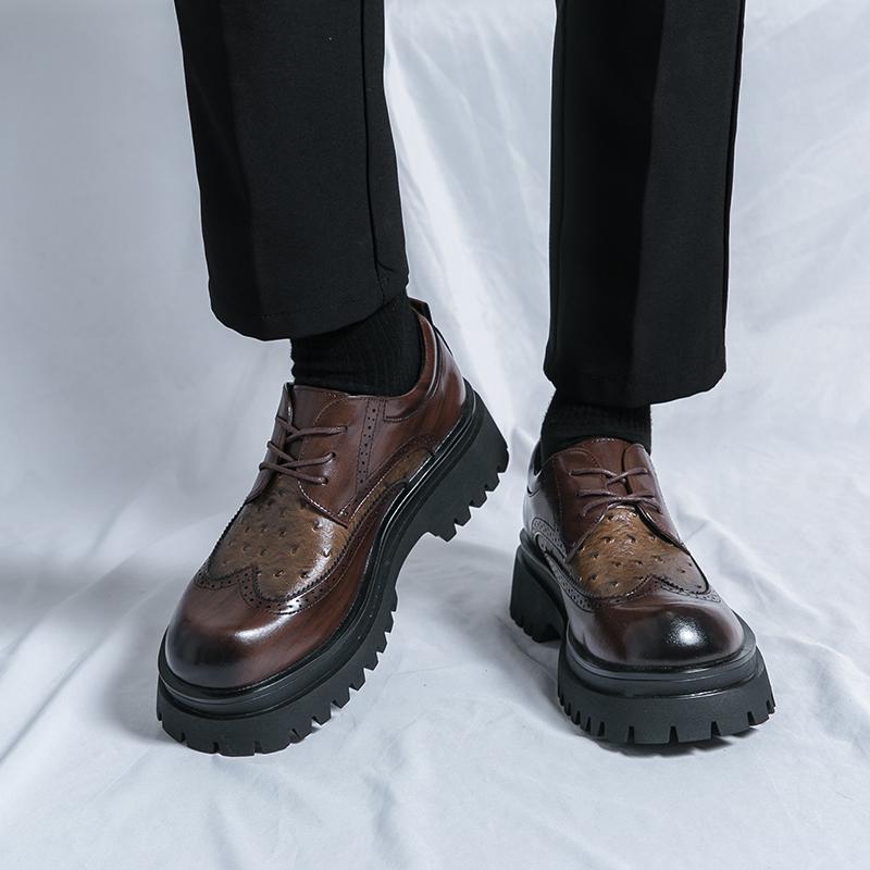 Fashion Brogue Men's Luxury Designer Style Thick Sole Shoes elegant and Sophisticated Gentleman's shoe popular Wedding party Shoes
