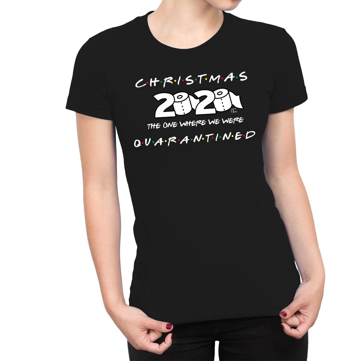 1Tee Womens Christmas 2020 Quarantined T-Shirt XL