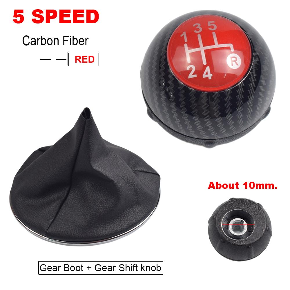 For Fiat 500 500C 2007 - 2018 5 6 Speed Gear Shift Knob Sitck Head Leather Gloss Black Cap Replacement