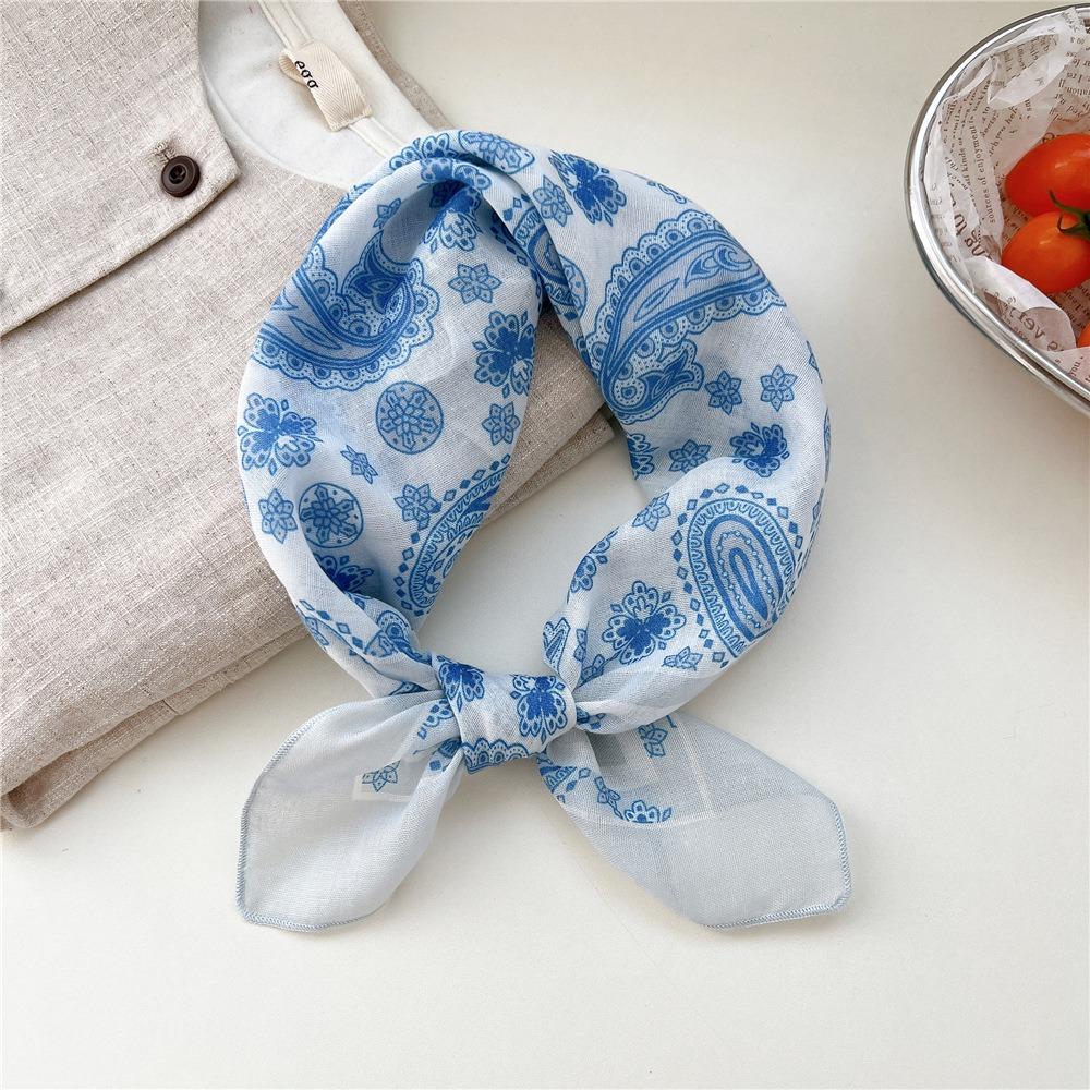 Floral Cotton Linen Print Scarves Cashew Square Handkerchief Simple Small Square Scarf  Outdoor