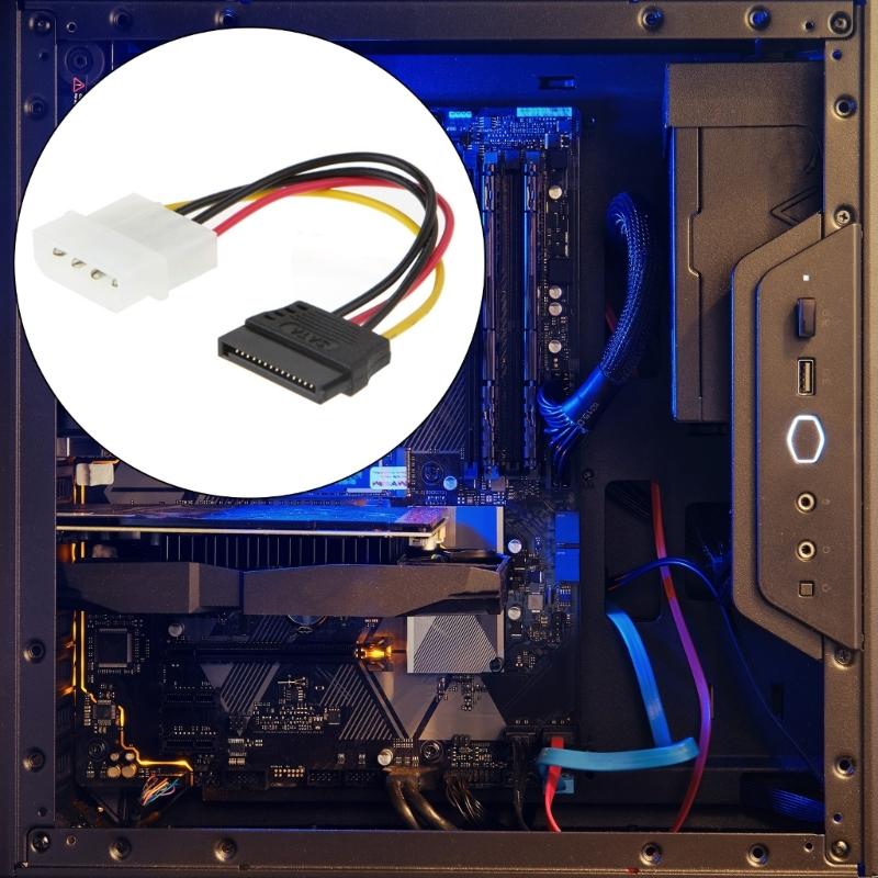 4Pin Male To 15Pin Female Power Cable 15Pin Extension Cord Hard Drive Disk Power Supply Cable Adapter For PC Desktop