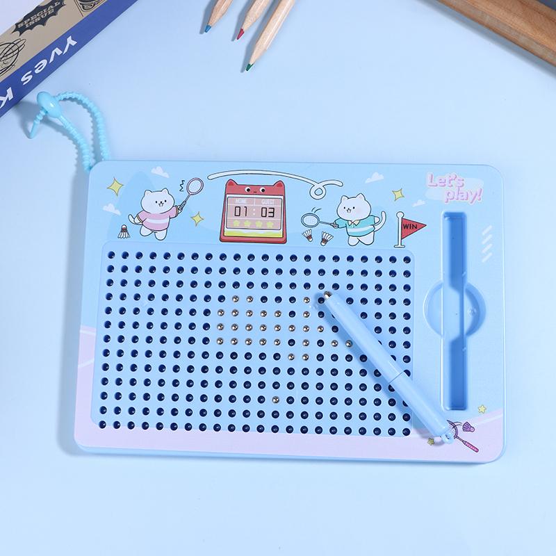 Eye-Catching Cartoon Steel Ball Doodle Board Keychain; Magnetic Sketch Pad Puzzle Toy For Backpack Accessory.