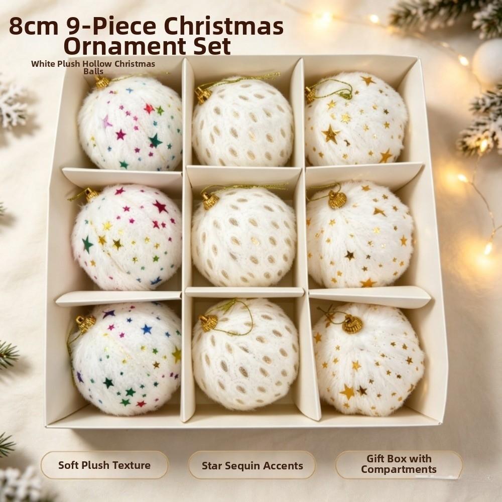 Plush Fabric Plush Christmas Ornaments Soft Texture Christmas Tree Baubles New Gift Box Set