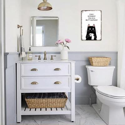 Vintage Katze Badezimmerschild Willkommen im Badezimmer Eine Katze wird gleich bei Ihnen sein Lustiges Katze Metallschild für Toilette Badezimmer Wanddeko