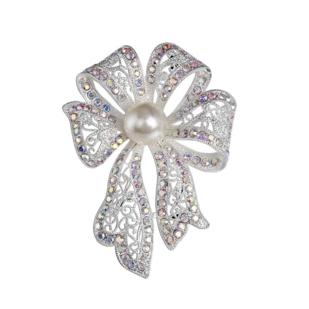 French Style Bow Brooch Vintage Black Brooch Exquisite Fully-rhinestone Pin Western-style Clothes