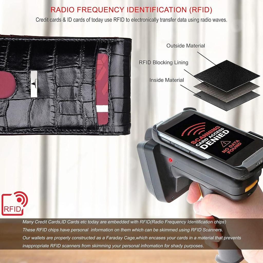 Eddy Printed Black/Dark Red Money Clip Leather Wallet for Men