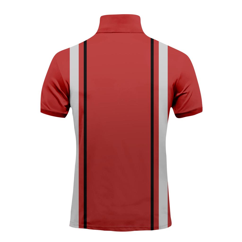 Striped Print Summer Short Sleeved Lapel Button Men's Casual Top