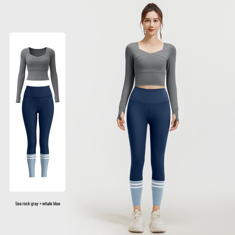 

Женский двухпредметный комплект для тренировок по пилатесу в стиле колор-блок Medium