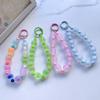 Rainbow Frosted Jelly Bead Phone Lanyard Lightweight Double Clasp Anti-Lost Wrist Strap for Daily Commute Shopping