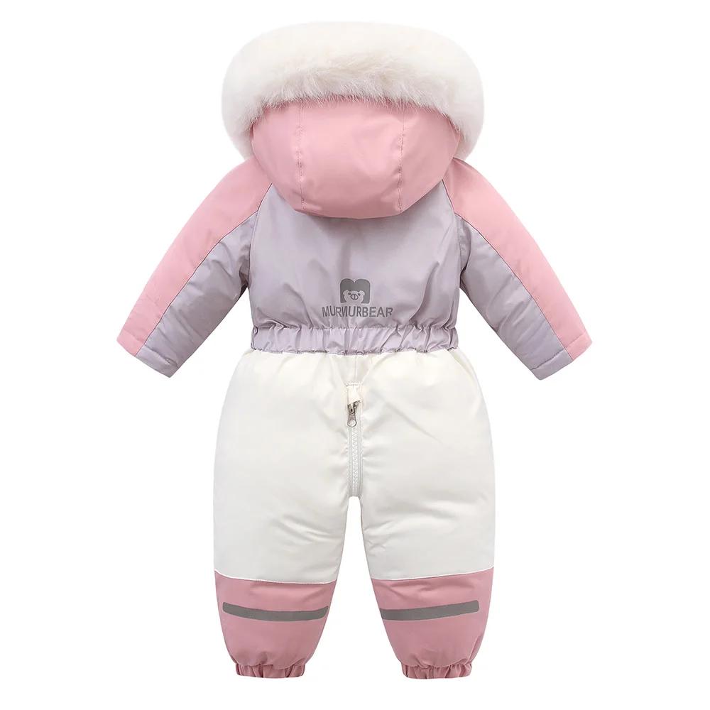 Children Winter Ski Suit Coat Thicken Baby Jumpsuit Warm Children Jacket Waterproof Hooded Kids Baby Clothes 1-5Years