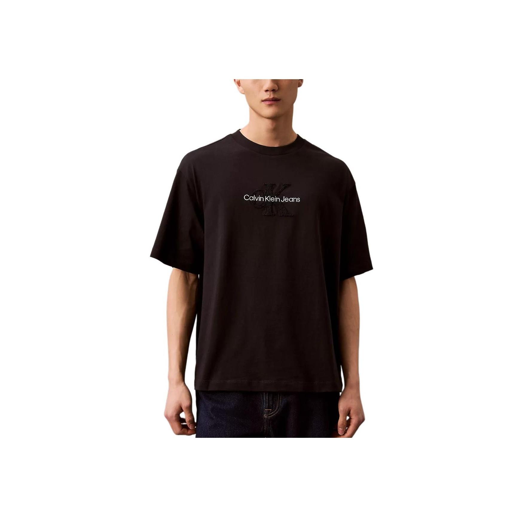 

Calvin Klein Мягкая дышащая свободная футболка с круглым вырезом и коротким рукавом, мужские топы, черная 40EM233-001 M