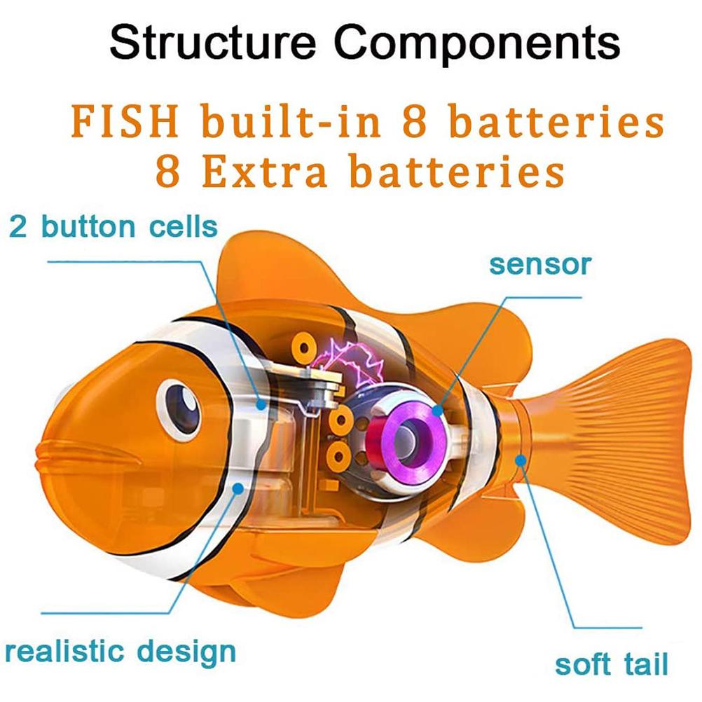 4Pcs Electric Swimming Fish Toys with LED Light Baby Bath Toys Robotic Fish Toys for Pet Kids