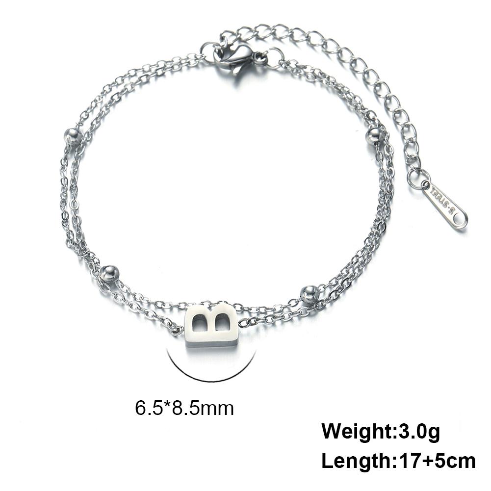Dreamtimes 26 Alphabet Letter Charm Bracelet Silver Color Chain Initial Bracelets For Women Jewelry Adjustable Birthday Gift