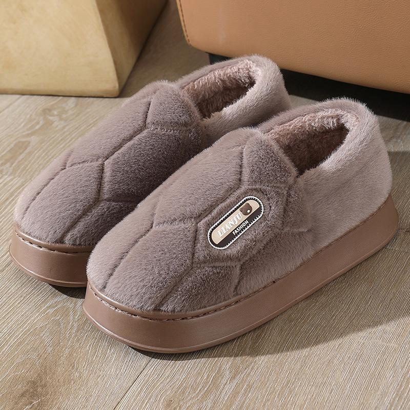 Men Home Slippers Winter Plush Male Indoor Shoes Warm Soft Non-Slip Slippers