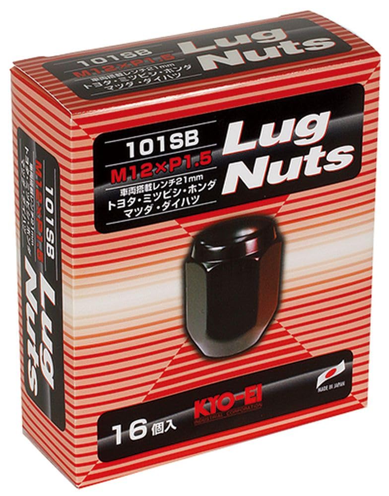 Automotive Wheel Nuts KYO-EI (Kyoei Industry) (Cap Nuts), [Thread Diameter] M12, [Pitch] P1.5, [Face Width] 21HEX, [Quantity] 16, [Color] Black,