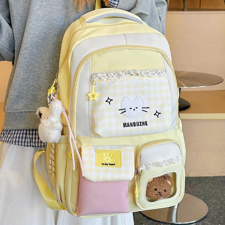 Schoolbag wholesale girl high value college wind backpack casual large capacity backpack junior high school girl high school student schoolbag