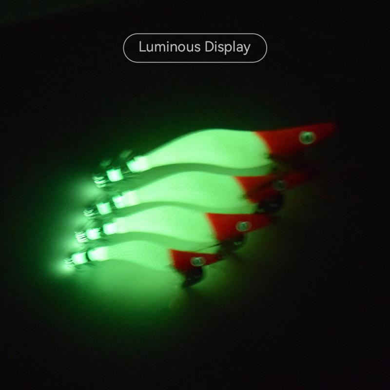 Red-headed Luminous Wood Shrimp4Size with Sound Beads Bionic Fake Bait Jumping Shrimp for Squid Fishing
