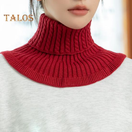 Women Fake Scarf High Collar Twist Texture Ruffle Trim Solid Color Knitting Collar Autumn Winter Thickened Warm False Collar