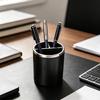 Xiaobudian Pen Holder, Cylindrical Design Pencil Holder with Silver Edge Decoration, 3-Compartment Desktop Organizer for Pens Paper Clips Makeup