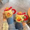 Cute Bear Mug With Lid Spoon High Value Ceramic Water Cup Girls Household Cup Coffee Breakfast Cup Children