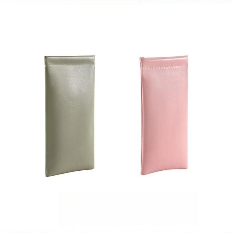 Étui à lunettes en cuir unisexe Portable Fermeture automatique Charnière à ressort pour lunettes de soleil Très doux Portable Couleur unie Étui à lunettes de soleil beige