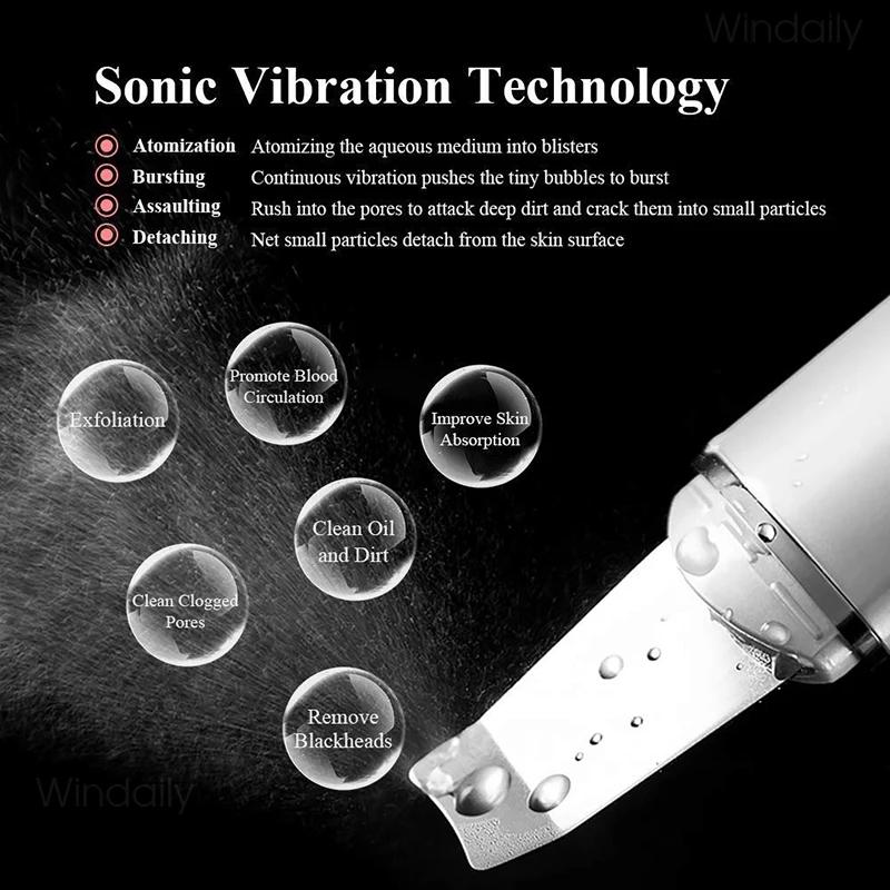 Ultraschall Hautschaber Vibration Gesichtsspatel Mitesserentferner Schaufel Reinigung Kavitationspeeling Gesichtsstraffung Hautpflege-Werkzeuge