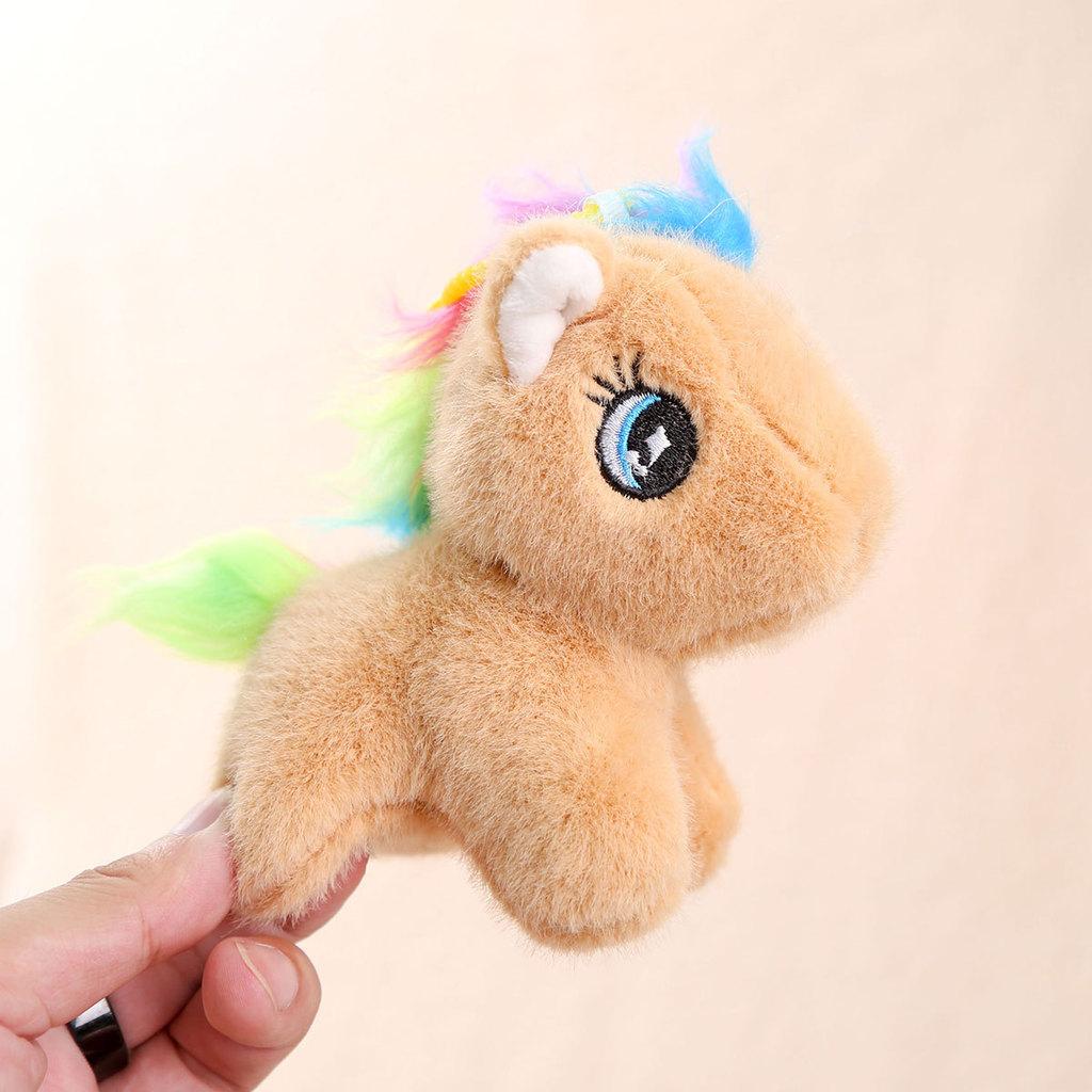Unisex Plüschpony Schlüsselanhänger mit buntem kurzem Plüsch für Geschenk und Taschen Dekoration