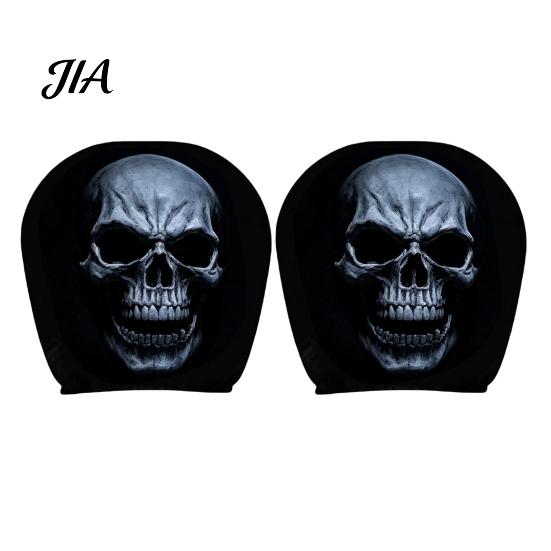 Spooky Auto Interior Accessories 2Pcs Funny Car Headrest Covers, Scary Faces Universal Fit Sleeve Seat Protectors, Breathable Soft Skin Friendly Cover