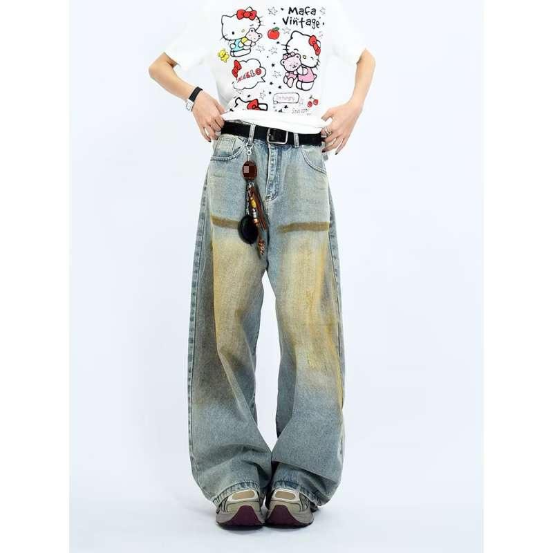 JYL Men s Bootcut Jeans New American Vintage Denim Niche Floor-Length Sickle Denim S